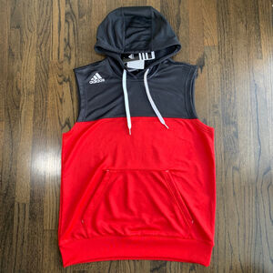 Adidas Basketball Men's Medium Sleeveless Hoodie Red Black Pullover Gym NWT